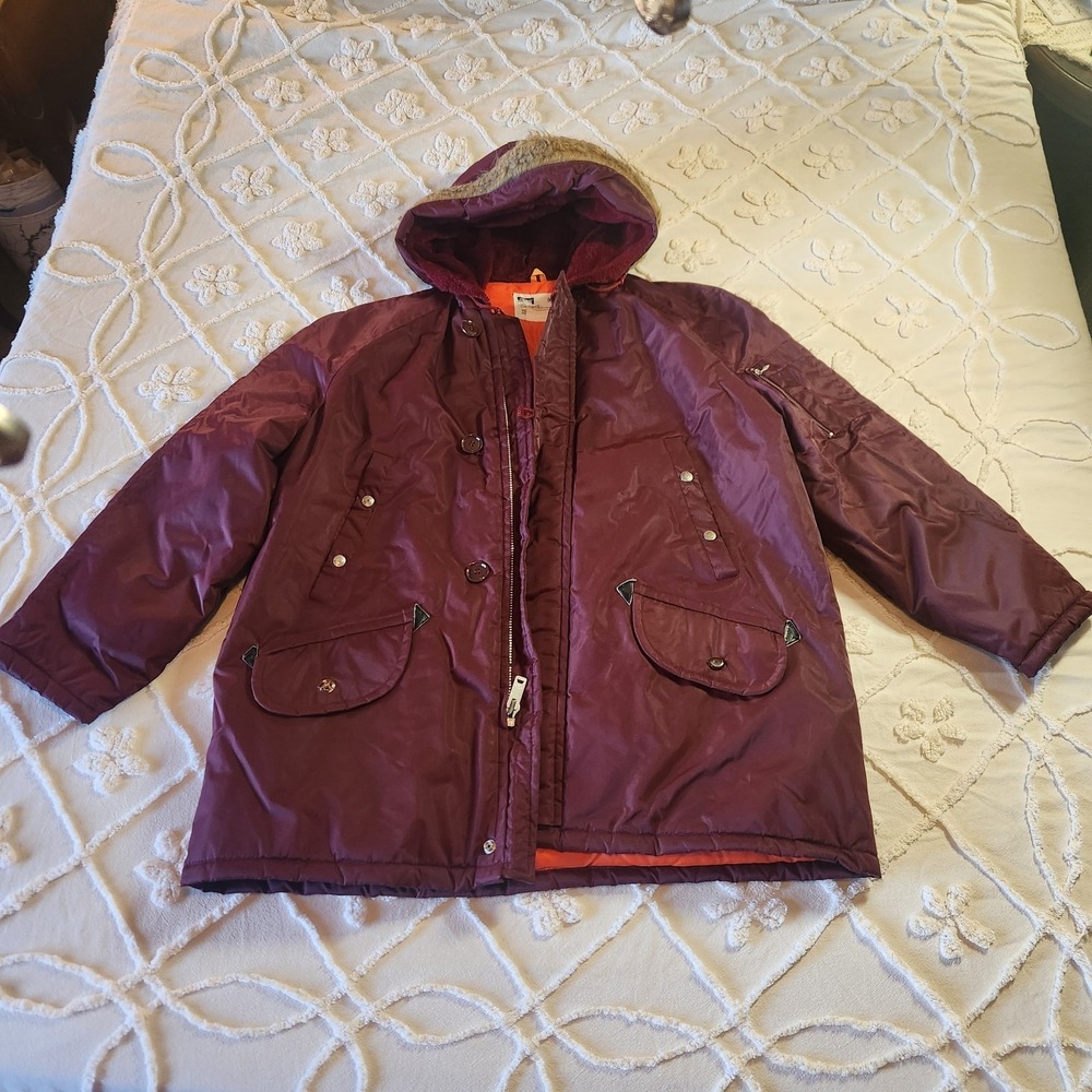 Vintage Montgomery Ward Quality Outerwear Snorkel Parka Jacket Maroon Size XL